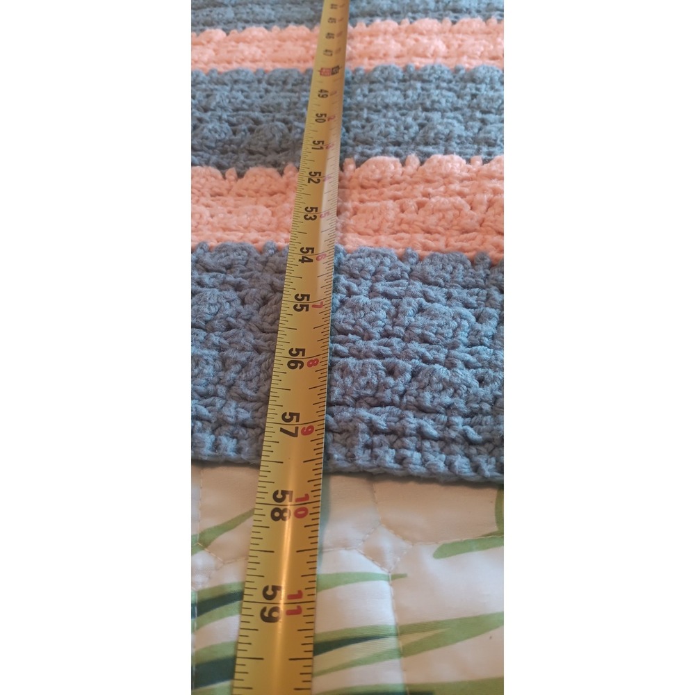 Vintage Afghan Crochet Throw Blanket 37X57 Stripe Cottagecore Grandmacore 80s - Picture 4 of 7